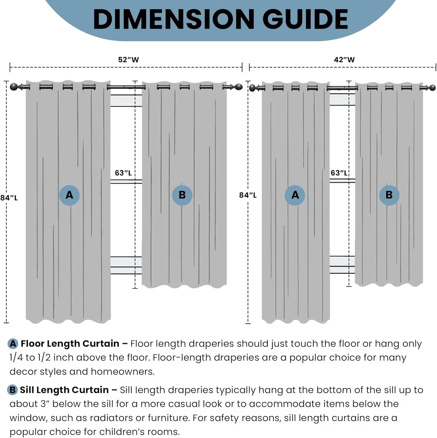 Lux Decor Collection Premium Blackout Curtains 84 Inch Length Long 2 Panels Set - Thermal Insulated Room Darkening Curtains