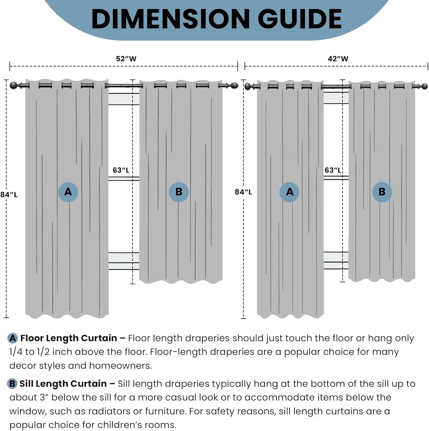 Lux Decor Collection Premium Blackout Curtains 84 Inch Length Long 2 Panels Set - Thermal Insulated Room Darkening Curtains