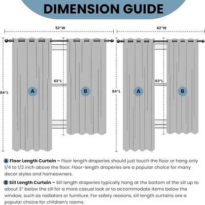 Lux Decor Collection Premium Blackout Curtains 84 Inch Length Long 2 Panels Set - Thermal Insulated Room Darkening Curtains
